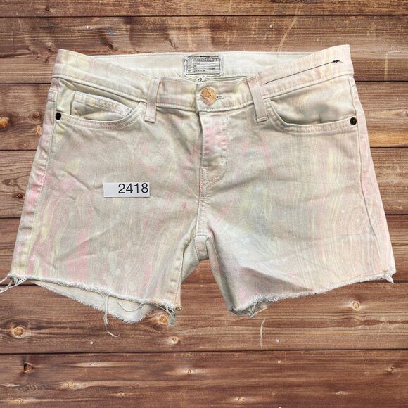 Current/Elliott Marble Shorts 27 Mid Rise Stretch Denim Raw Hem - Picture 3 of 7